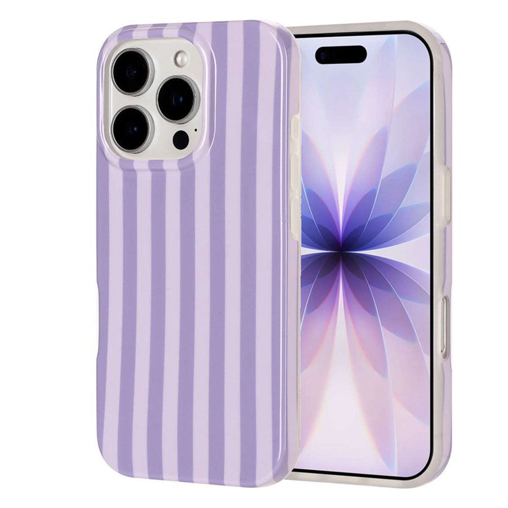 For iPhone 16 Pro Max Case IMD Stripe TPU Full Coverage Shockproof Phone Protective Cover
