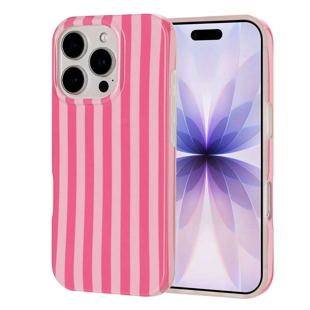 For iPhone 16 Pro Max Case IMD Stripe TPU Full Coverage Shockproof Phone Protective Cover