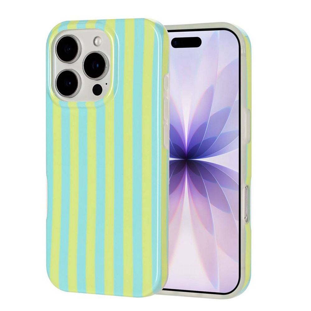 For iPhone 16 Pro Max Case IMD Stripe TPU Full Coverage Shockproof Phone Protective Cover
