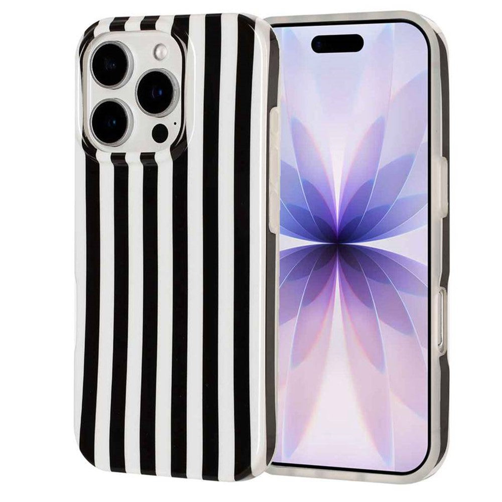 For iPhone 16 Pro Max Case IMD Stripe TPU Full Coverage Shockproof Phone Protective Cover