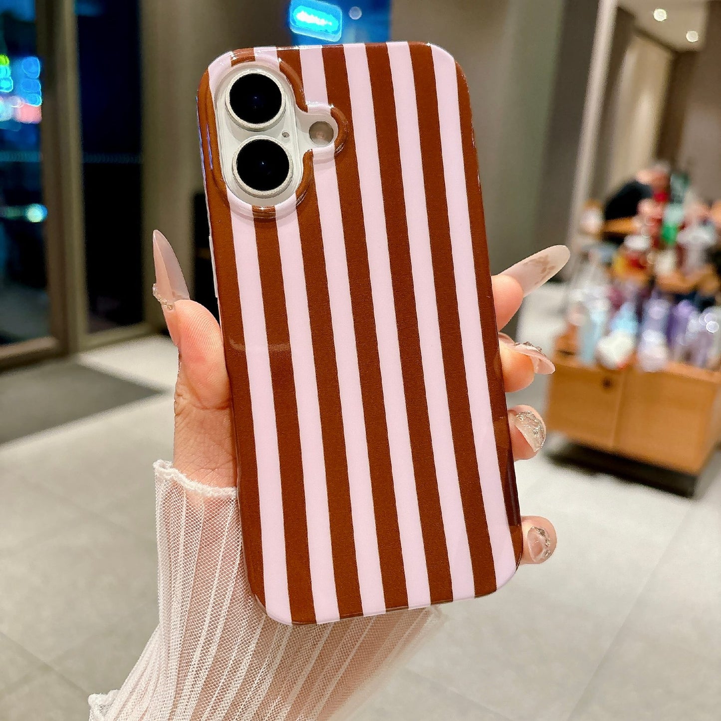For iPhone 17 Case IMD Stripe TPU Full Coverage Shockproof Phone Protective Cover