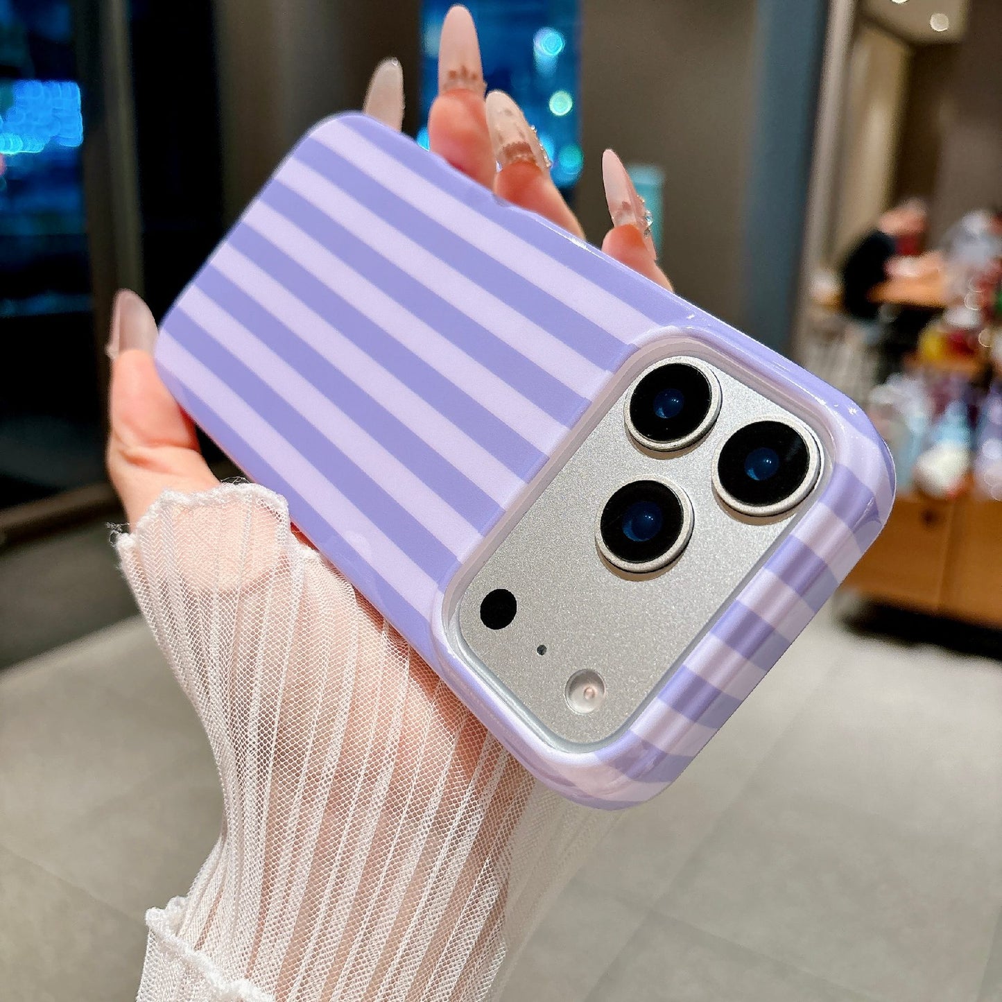 For iPhone 18 Pro / 17 Pro Case IMD Stripe TPU Full Coverage Shockproof Phone Protective Cover