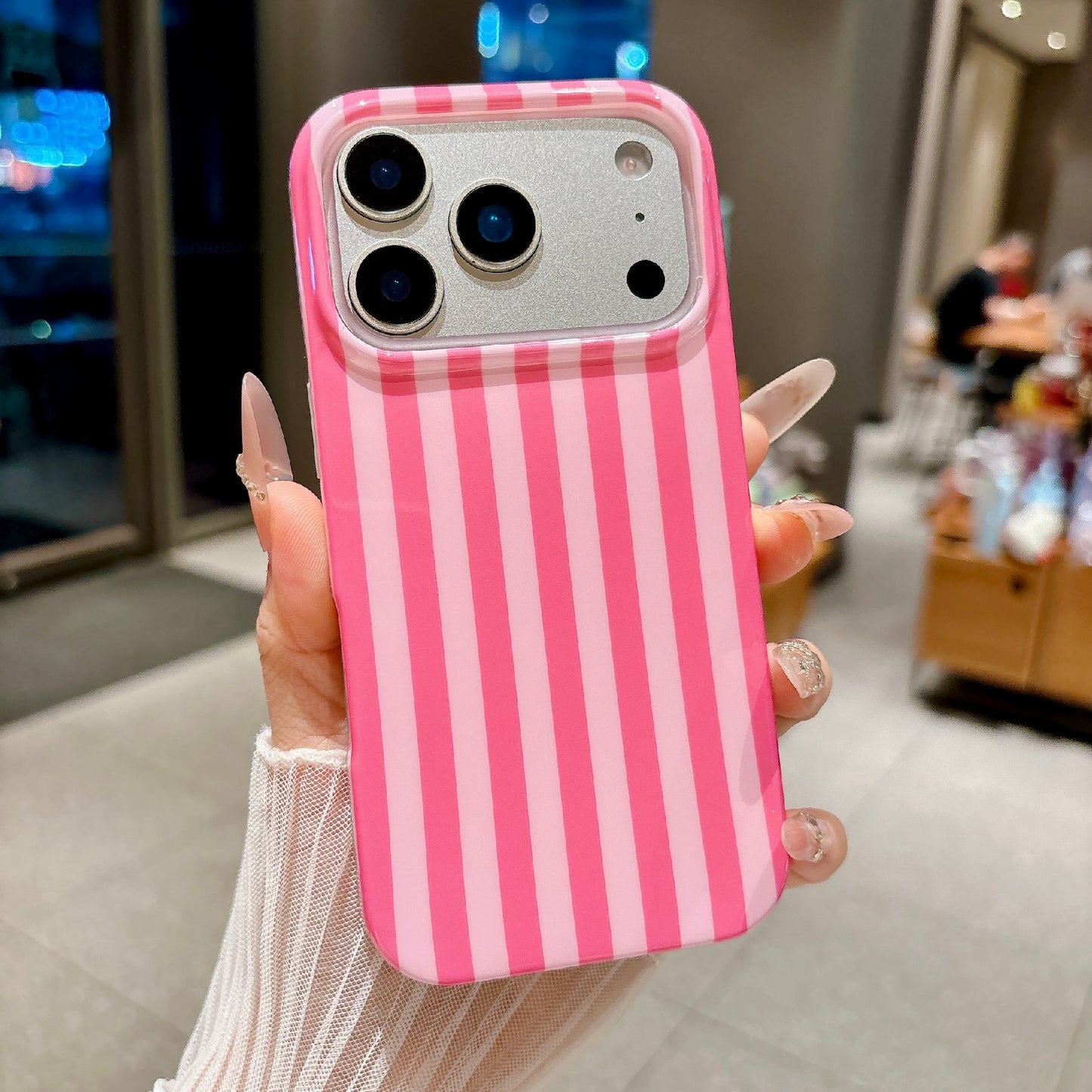 For iPhone 18 Pro / 17 Pro Case IMD Stripe TPU Full Coverage Shockproof Phone Protective Cover