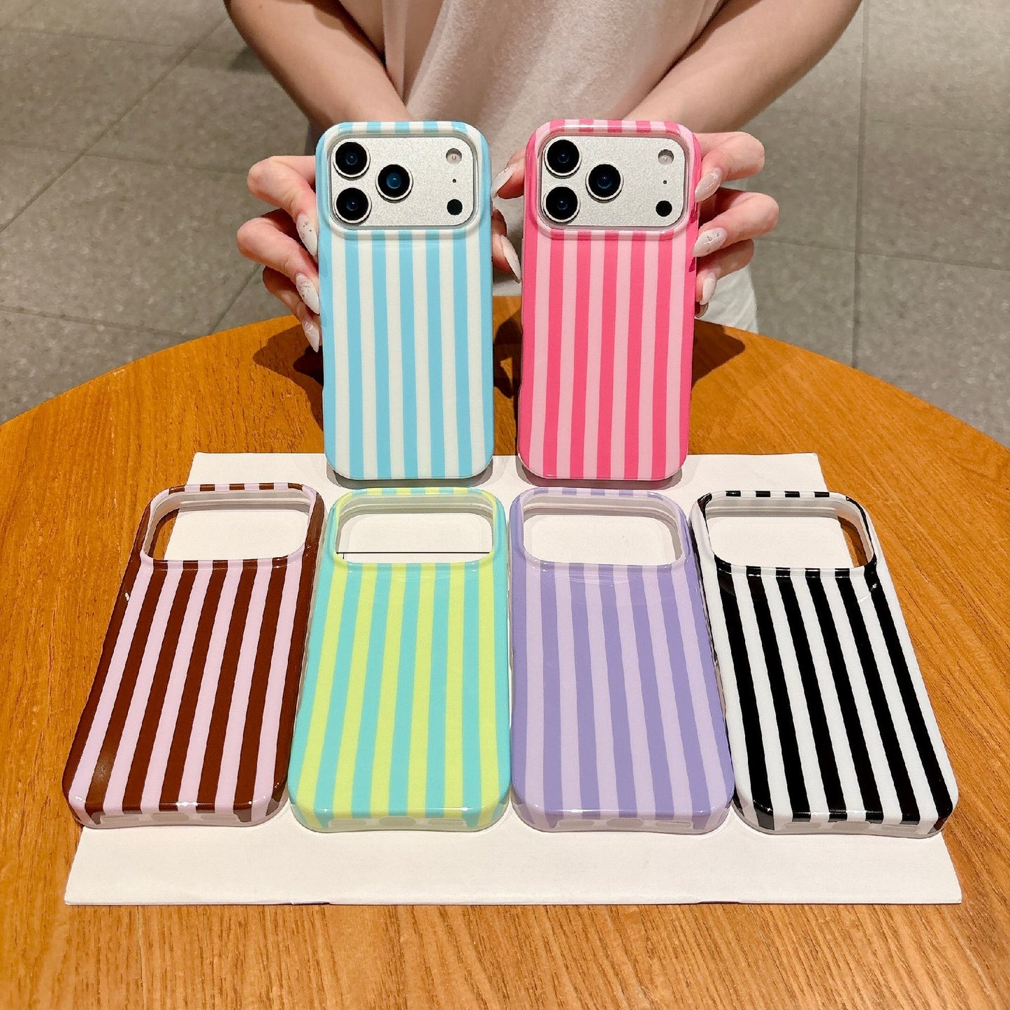For iPhone 17 Pro Max Case IMD Stripe TPU Full Coverage Shockproof Phone Protective Cover