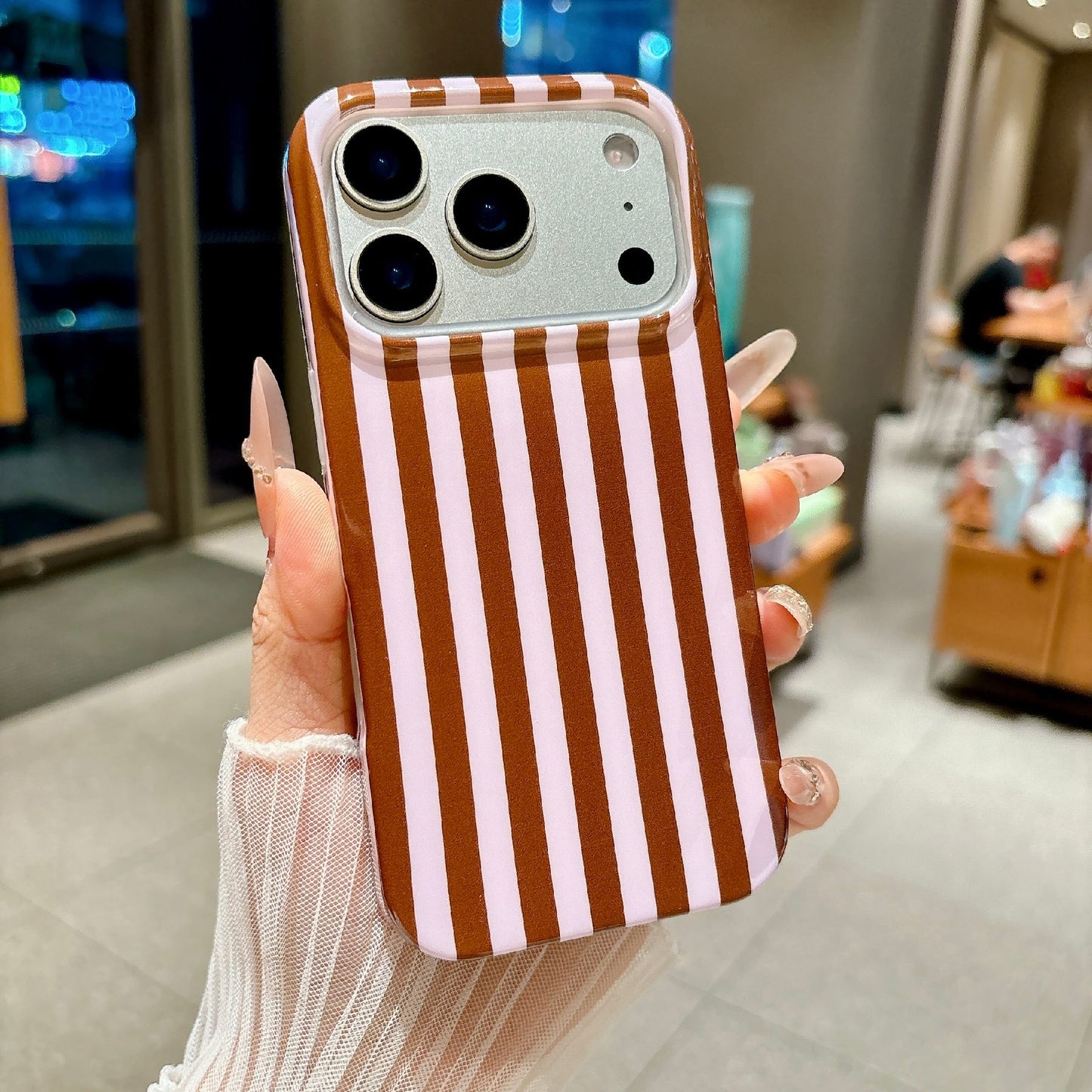 For iPhone 17 Pro Max Case IMD Stripe TPU Full Coverage Shockproof Phone Protective Cover