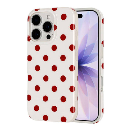 For iPhone 16 Pro Max Case Retro Polka Dot IMD TPU Full Coverage Phone Protective Cover