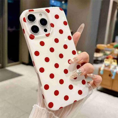 For iPhone 16 Pro Max Case Retro Polka Dot IMD TPU Full Coverage Phone Protective Cover