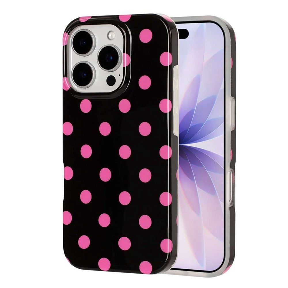 For iPhone 16 Pro Max Case Retro Polka Dot IMD TPU Full Coverage Phone Protective Cover