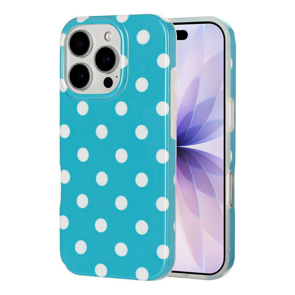 For iPhone 16 Pro Max Case Retro Polka Dot IMD TPU Full Coverage Phone Protective Cover