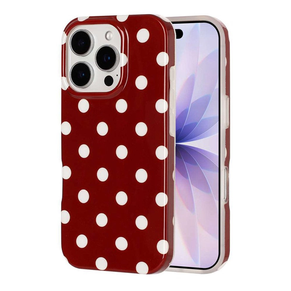 For iPhone 16 Pro Max Case Retro Polka Dot IMD TPU Full Coverage Phone Protective Cover