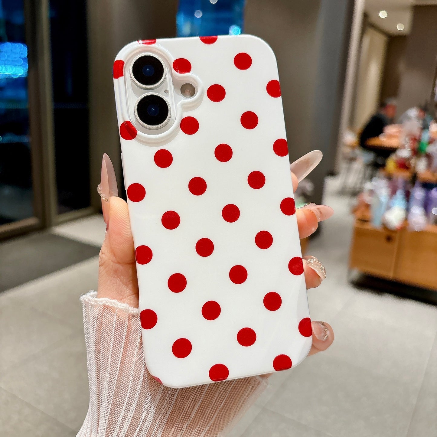 For iPhone 17 Case Retro Polka Dot IMD TPU Full Coverage Phone Protective Cover
