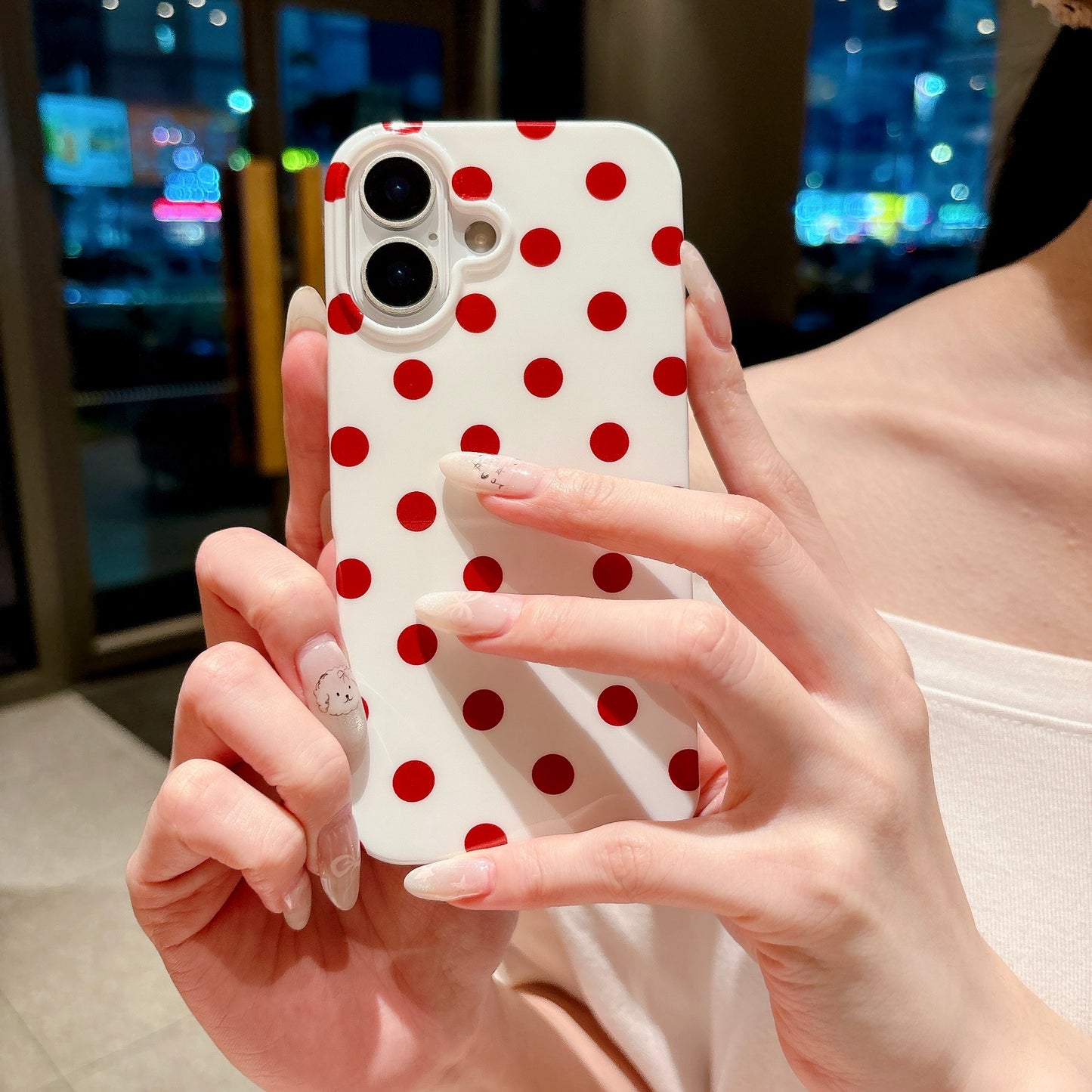 For iPhone 17 Case Retro Polka Dot IMD TPU Full Coverage Phone Protective Cover