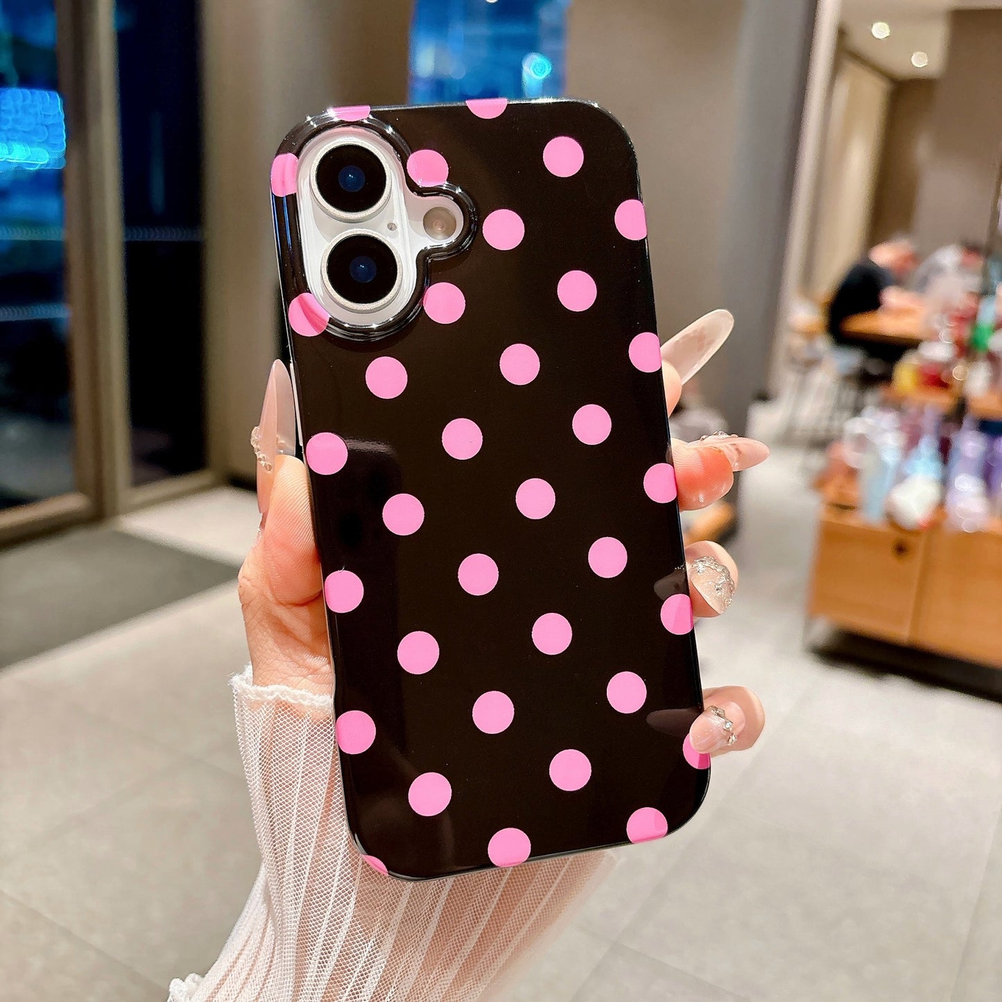 For iPhone 17 Case Retro Polka Dot IMD TPU Full Coverage Phone Protective Cover
