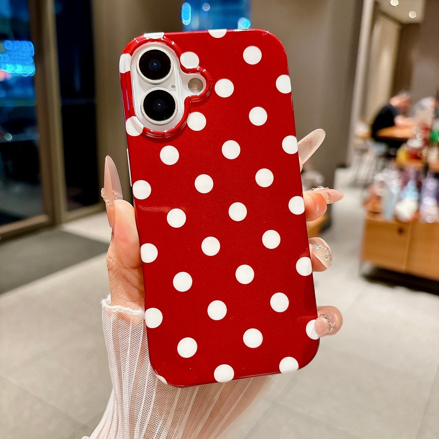 For iPhone 17 Case Retro Polka Dot IMD TPU Full Coverage Phone Protective Cover