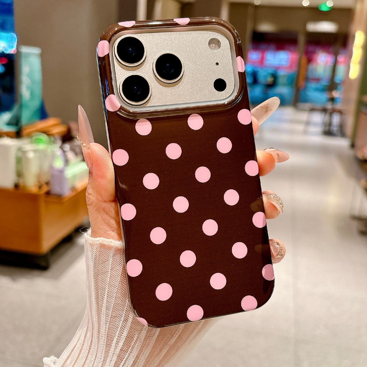 For iPhone 18 Pro / 17 Pro Case Retro Polka Dot IMD TPU Full Coverage Phone Protective Cover