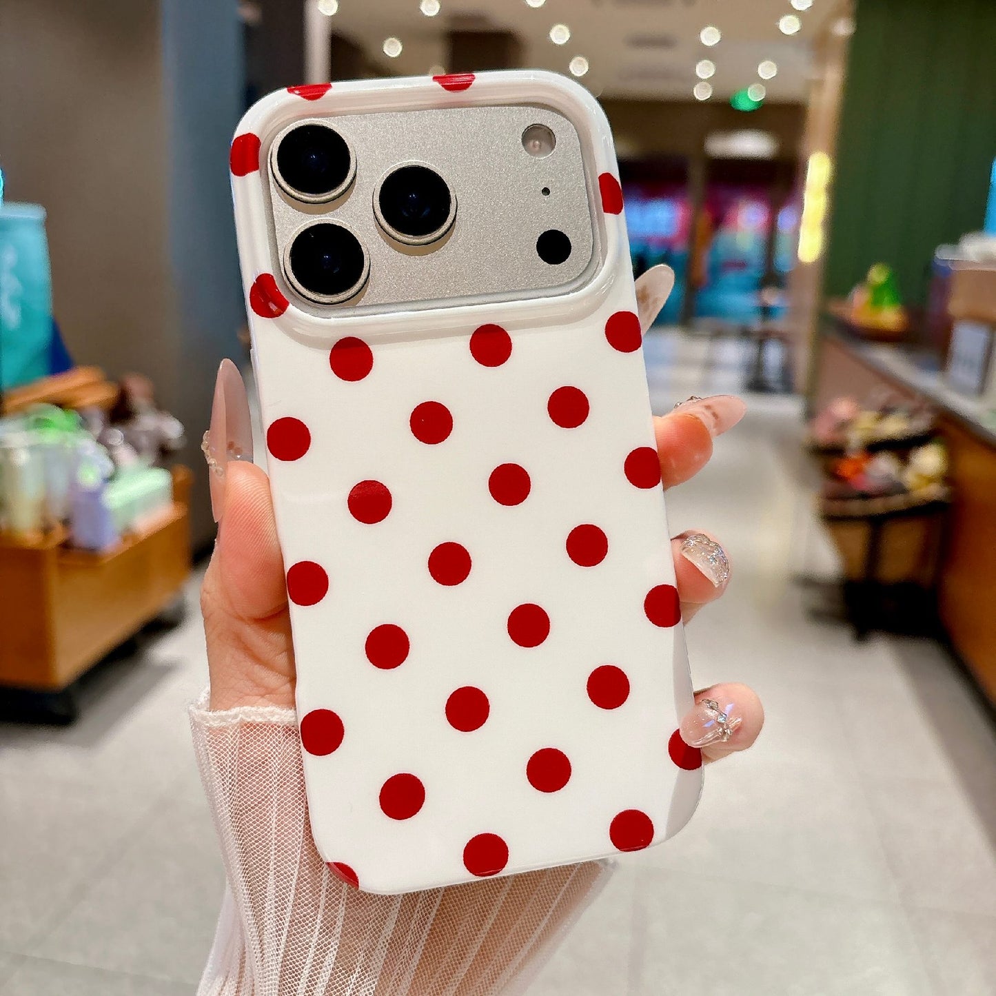 For iPhone 17 Pro Max Case Retro Polka Dot IMD TPU Full Coverage Phone Protective Cover