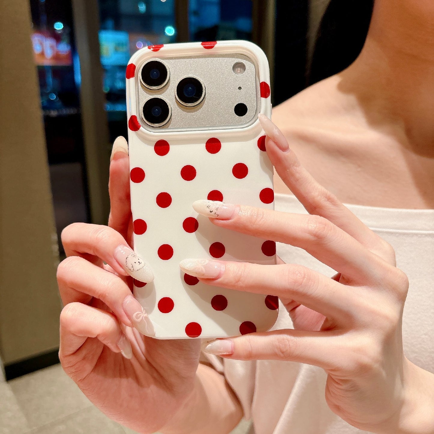 For iPhone 17 Pro Max Case Retro Polka Dot IMD TPU Full Coverage Phone Protective Cover