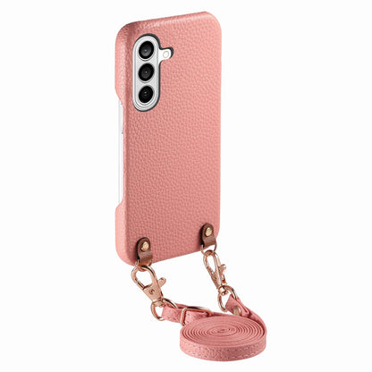 For Samsung Galaxy S26+ Litchi Pattern Case with Lanyard Shockproof PC PU Leather Cover