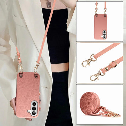 For Samsung Galaxy S26+ Litchi Pattern Case with Lanyard Shockproof PC PU Leather Cover
