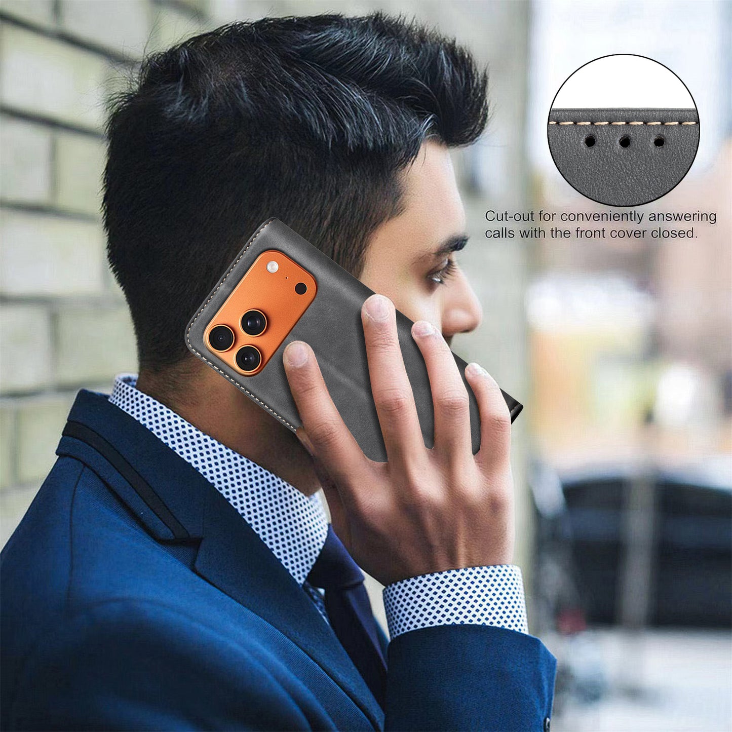 BINFEN COLOR for iPhone 17 Pro Max RFID Blocking Calf Texture PU Leather Phone Cover