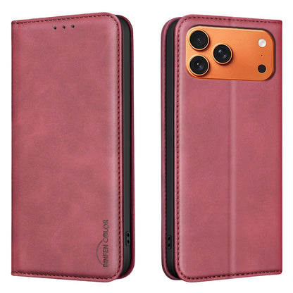 BINFEN COLOR for iPhone 17 Pro Max RFID Blocking Calf Texture PU Leather Phone Cover