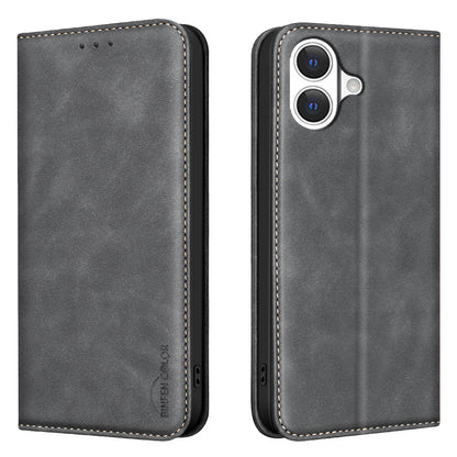 BINFEN COLOR for iPhone 17 RFID Blocking Calf Texture PU Leather Phone Cover