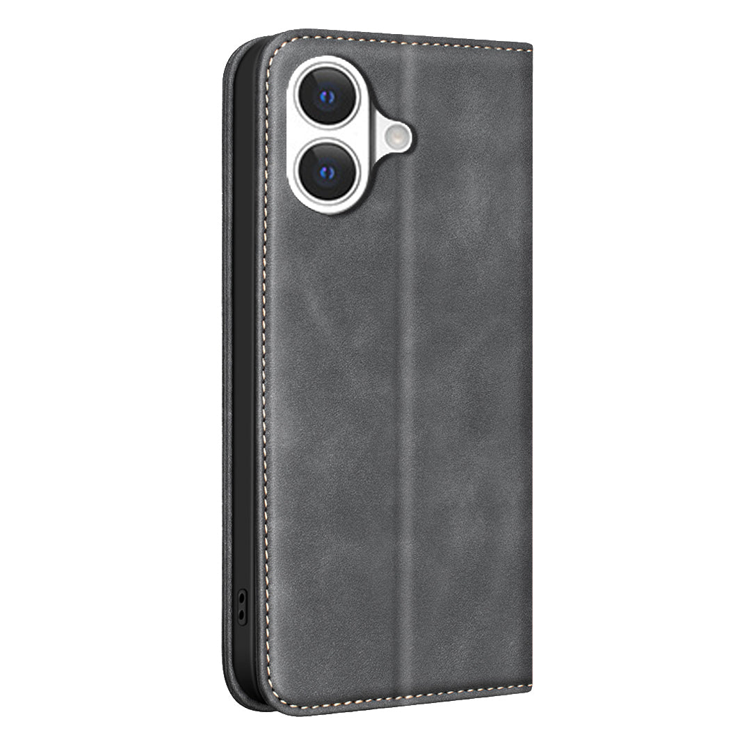 BINFEN COLOR for iPhone 17 RFID Blocking Calf Texture PU Leather Phone Cover