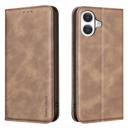 BINFEN COLOR for iPhone 17 RFID Blocking Calf Texture PU Leather Phone Cover