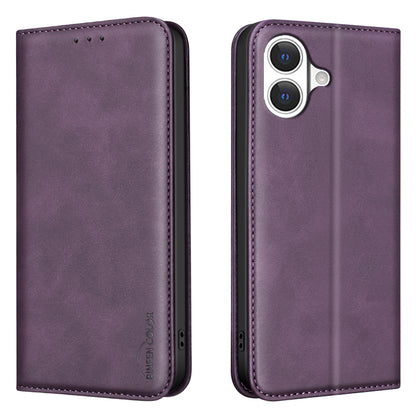 BINFEN COLOR for iPhone 17 RFID Blocking Calf Texture PU Leather Phone Cover