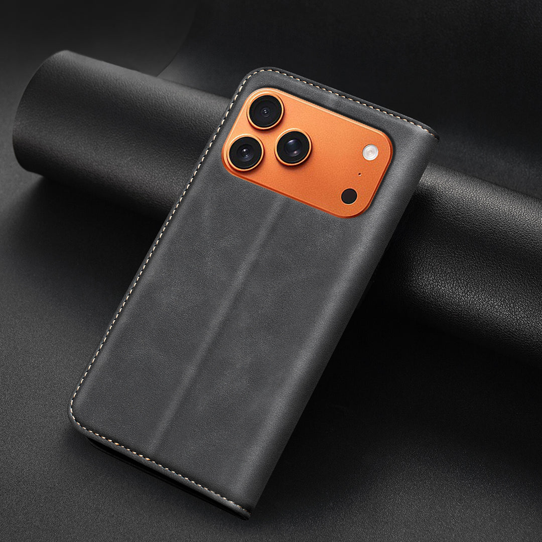 BINFEN COLOR for iPhone 18 Pro / 17 Pro RFID Blocking Calf Texture PU Leather Phone Cover