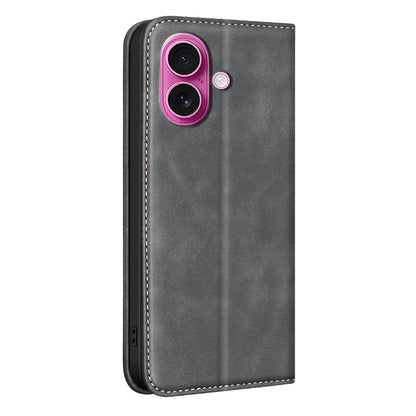 BINFEN COLOR for iPhone 16 RFID Blocking Calf Texture PU Leather Phone Cover