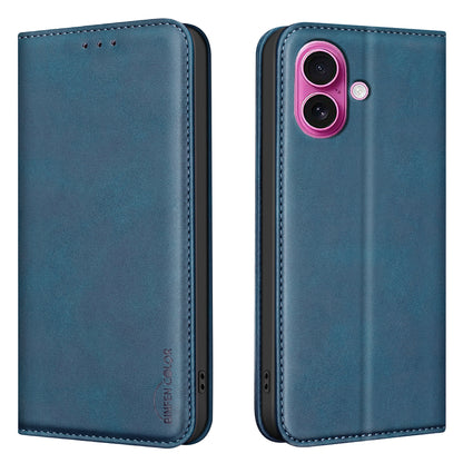 BINFEN COLOR for iPhone 16 RFID Blocking Calf Texture PU Leather Phone Cover