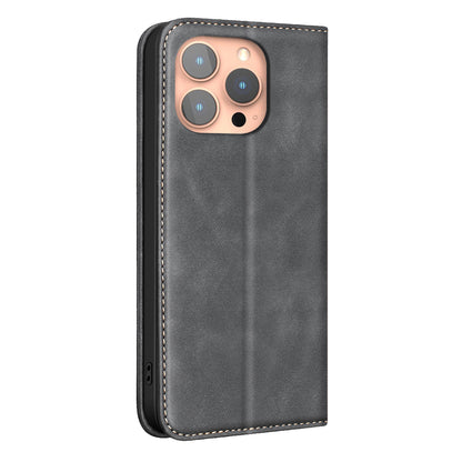BINFEN COLOR for iPhone 16 Pro Max RFID Blocking Calf Texture PU Leather Phone Cover