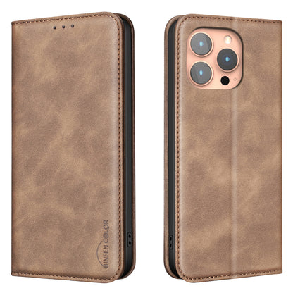BINFEN COLOR for iPhone 16 Pro Max RFID Blocking Calf Texture PU Leather Phone Cover