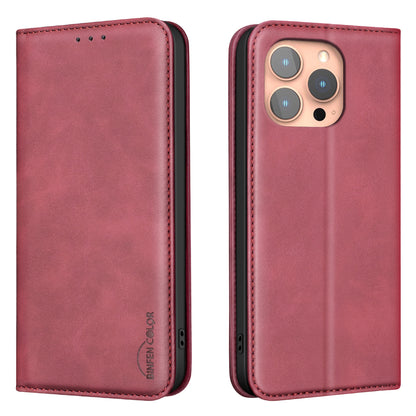 BINFEN COLOR for iPhone 16 Pro Max RFID Blocking Calf Texture PU Leather Phone Cover
