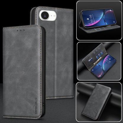 BINFEN COLOR for iPhone 16e / iPhone 17e RFID Blocking Calf Texture PU Leather Phone Cover