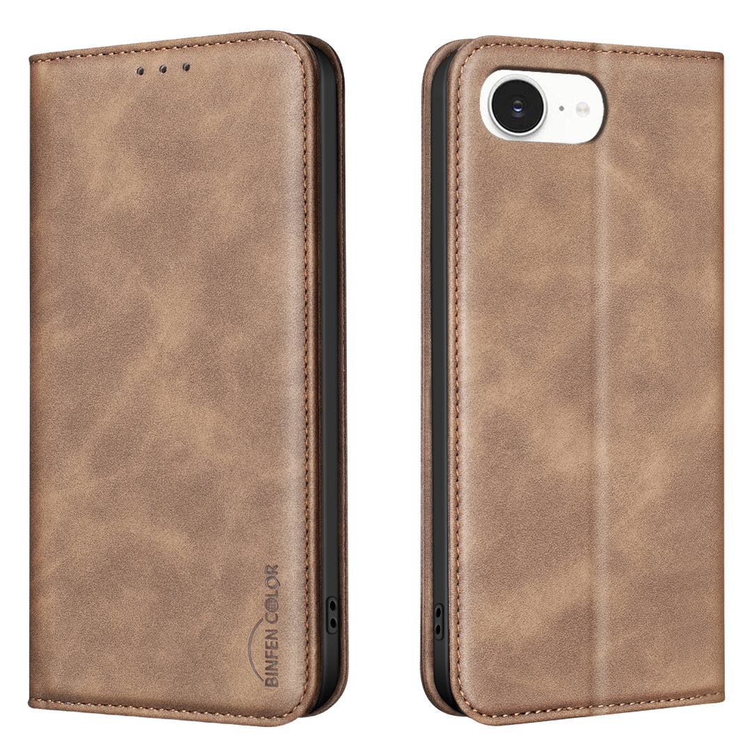 BINFEN COLOR for iPhone 16e / iPhone 17e RFID Blocking Calf Texture PU Leather Phone Cover