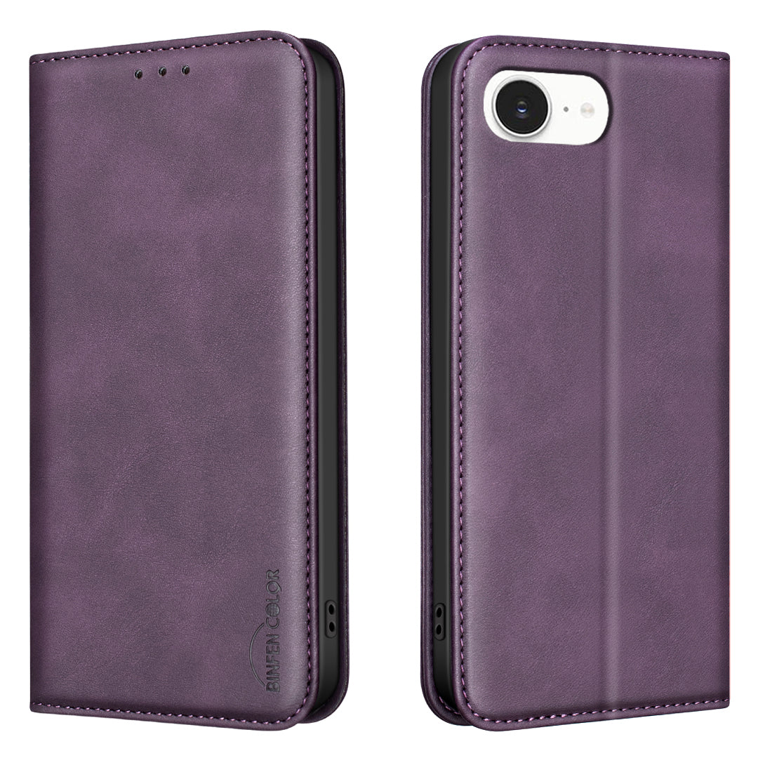 BINFEN COLOR for iPhone 16e / iPhone 17e RFID Blocking Calf Texture PU Leather Phone Cover