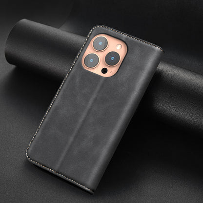 BINFEN COLOR for iPhone 15 Pro Max RFID Blocking Calf Texture PU Leather Phone Cover