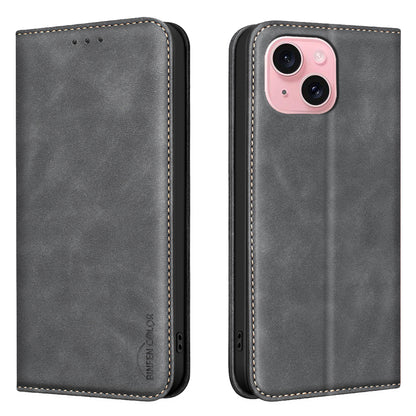 BINFEN COLOR for iPhone 13 / iPhone 14 RFID Blocking Calf Texture PU Leather Phone Cover