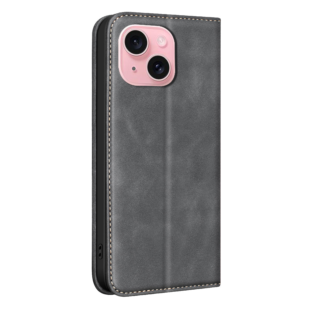 BINFEN COLOR for iPhone 13 / iPhone 14 RFID Blocking Calf Texture PU Leather Phone Cover