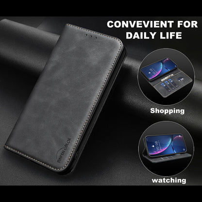 BINFEN COLOR for iPhone 13 / iPhone 14 RFID Blocking Calf Texture PU Leather Phone Cover