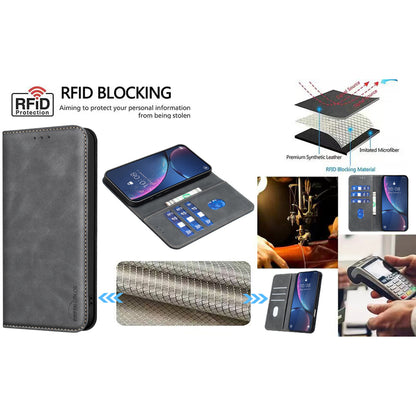BINFEN COLOR for iPhone 13 / iPhone 14 RFID Blocking Calf Texture PU Leather Phone Cover
