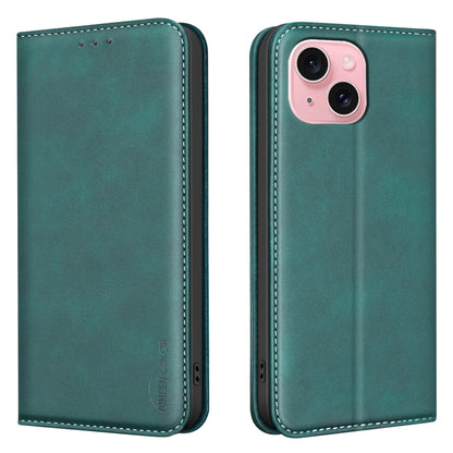 BINFEN COLOR for iPhone 13 / iPhone 14 RFID Blocking Calf Texture PU Leather Phone Cover