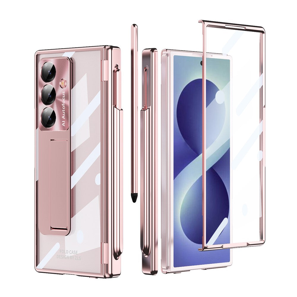For Samsung Galaxy Z Fold8 Ultra Case Magnetic Hinge Kickstand Clear PC Phone Cover with Stylus / Tempered Glass Film