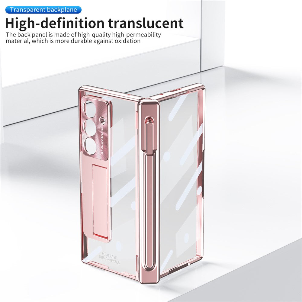 For Samsung Galaxy Z Fold8 Ultra Case Magnetic Hinge Kickstand Clear PC Phone Cover with Stylus / Tempered Glass Film