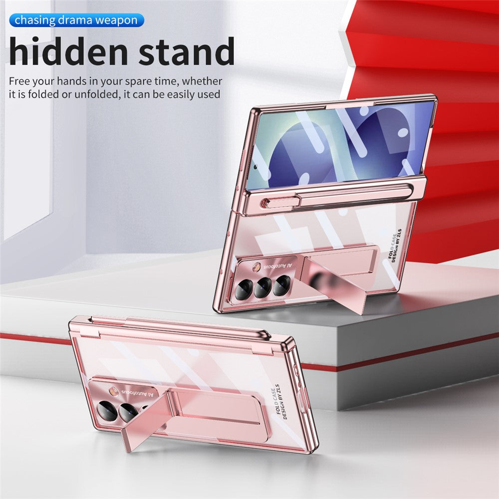 For Samsung Galaxy Z Fold8 Ultra Case Magnetic Hinge Kickstand Clear PC Phone Cover with Stylus / Tempered Glass Film