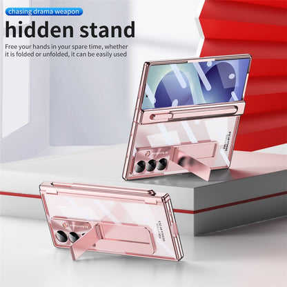 For Samsung Galaxy Z Fold8 Ultra Case Magnetic Hinge Kickstand Clear PC Phone Cover with Stylus / Tempered Glass Film