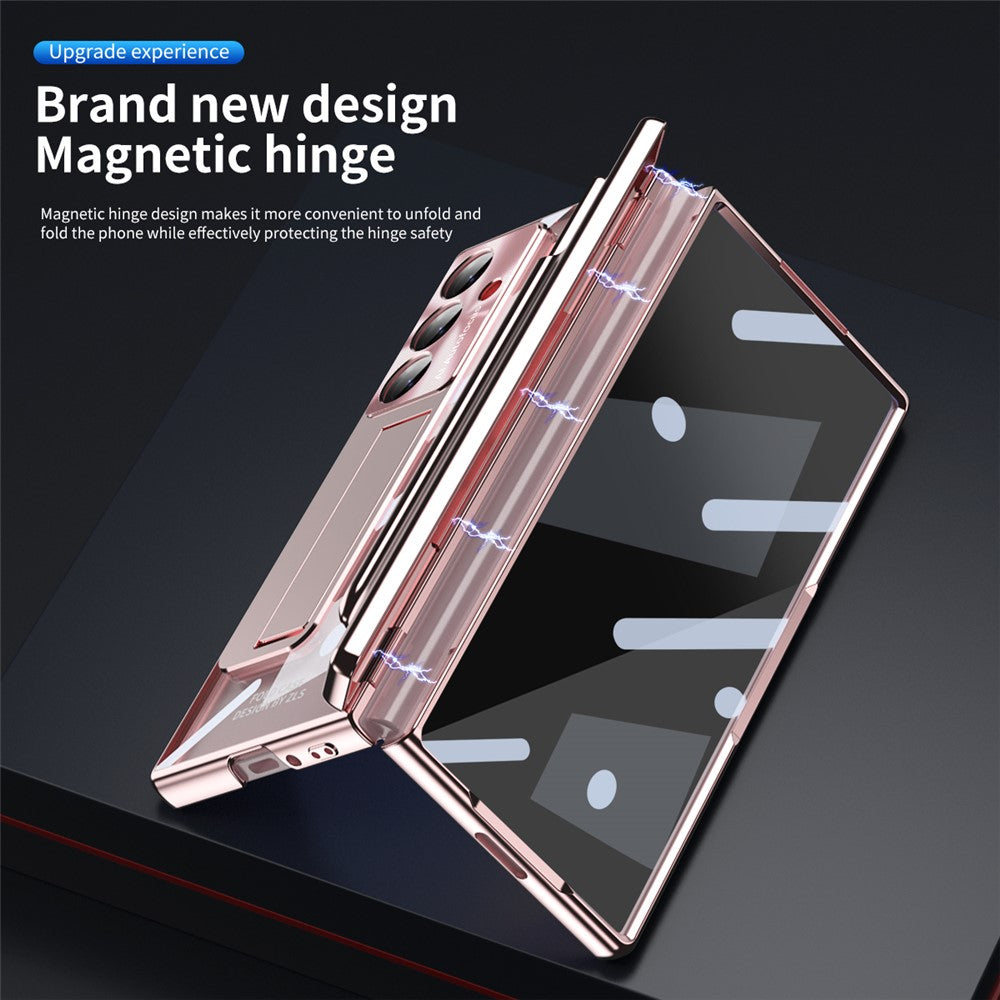For Samsung Galaxy Z Fold8 Ultra Case Magnetic Hinge Kickstand Clear PC Phone Cover with Stylus / Tempered Glass Film