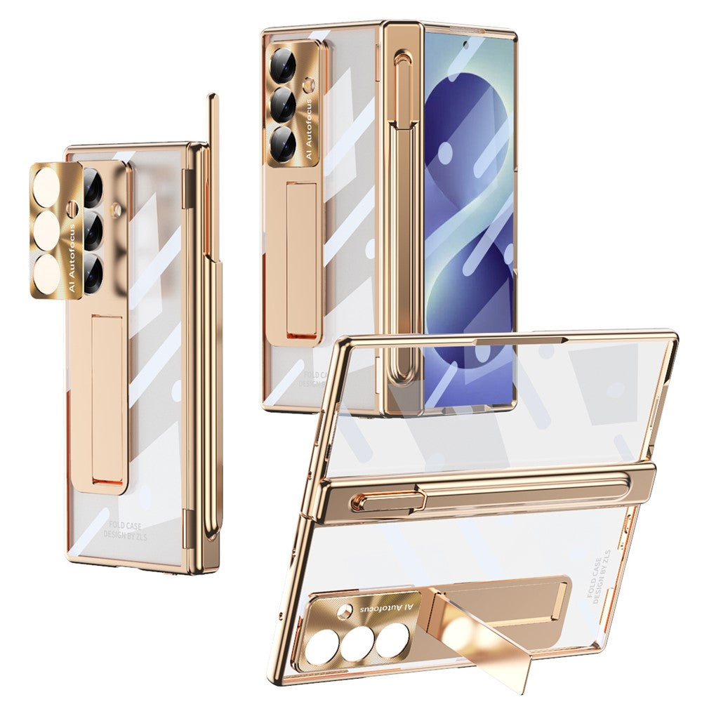 For Samsung Galaxy Z Fold8 Ultra Case Magnetic Hinge Kickstand Clear PC Phone Cover with Stylus / Tempered Glass Film
